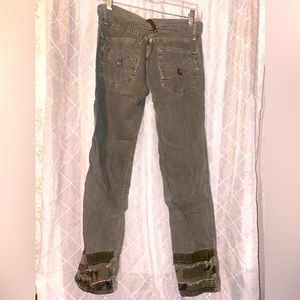 Sacred Embroidered Green Cotton Pants Size 26